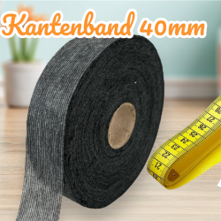 Vlies Kantenband Fadenverstärkt 40mm schwarz 100m Rolle 