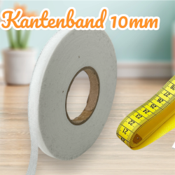 Vlies Kantenband Fadenverstärk 10mm weiß 100m Rolle 