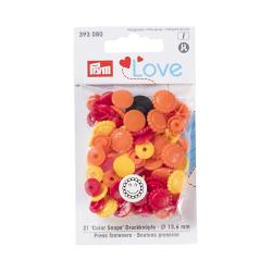 PRYM Prym Love Druckknopf Color Blume 13,6 mm gelb/rot/gold 