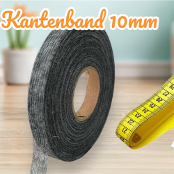 Vlies Kantenband Fadenverstärkt 10mm schwarz 100m Rolle 