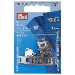 PRYM Rock- und Hosenbundverschlüsse ST 4 mm silberfarbig 