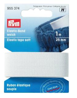 PRYM Elastic-Band weich 25 mm weiß 