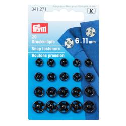 PRYM Annäh-Druckknöpfe MS 6-11 mm schwarz 